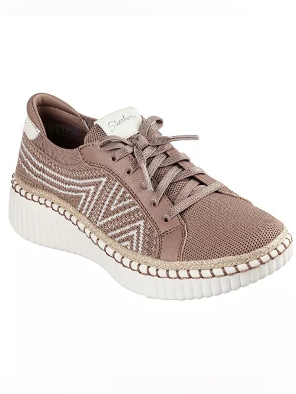 Skechers Women's Mauve Taupe Knit Platform Lace-Up Sneaker
